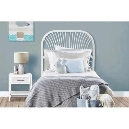 Teagan Rattan Eco Friendly Bed Head Headboard Single Siz - White - Single