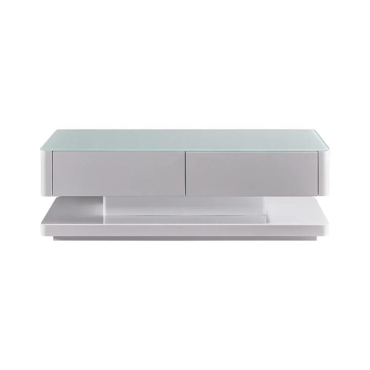 Stylish Coffee Table High Gloss Finish Shiny White Colour with 4 Drawers Storage