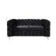 Settee 2-Seater Classic Button Fabric Tufted Lounge Sofa - Black Velvet