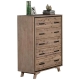 Tallboy with 5 Storage Drawers Solid Acacia Wooden Frame in Silver Brush Colour