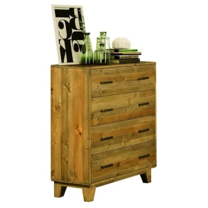 Tallboy with 4 Storage Drawers in Wooden Light Brown Colour