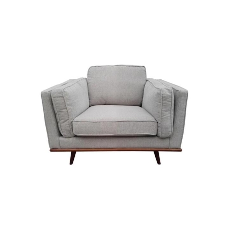 Single Seater Armchair Sofa Modern Lounge Accent Chair in Beige Fabric with Wooden Frame