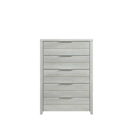 Tallboy with 5 Storage Drawers Natural Wood like MDF in White Ash Colour