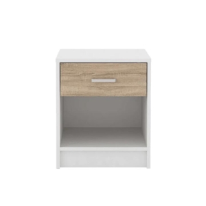 Tammy Open Shelf Nightstand Bedside Side Table W/ 1-Drawer - White/Oak
