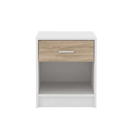 Tammy Open Shelf Nightstand Bedside Side Table W/ 1-Drawer - White/Oak