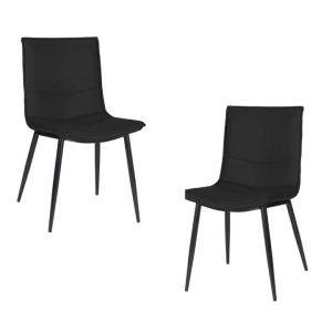 Raimon Furniture Set Of 2 Kairis Eco Leather Kitchen Dining Chair Metal Legs - Black