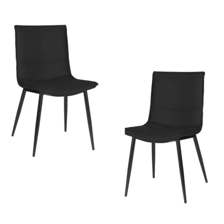 Raimon Furniture Set Of 2 Kairis Eco Leather Kitchen Dining Chair Metal Legs - Black