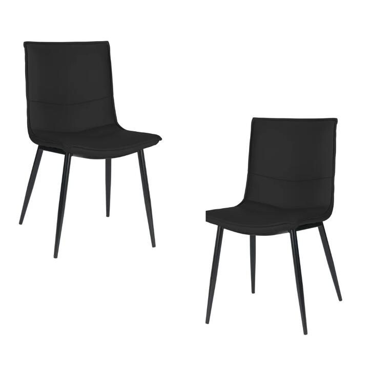 Raimon Furniture Set Of 2 Kairis Eco Leather Kitchen Dining Chair Metal Legs - Black