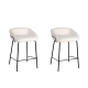 Raimon Furniture Set Of 2 Noemi Fabric Kitchen Counter Bar Stools 66cm Metal Frame - Ivory