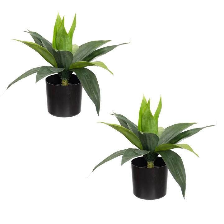 Glamorous Fusion Set Of 2 Small Agave Plant Artificial Faux Plant Decorative In Pot Pink