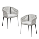 Raimon Furniture Set Of 2 Pietro Stylish Rope Woven Outdoor Dining Chair Metal Frame - Pebble