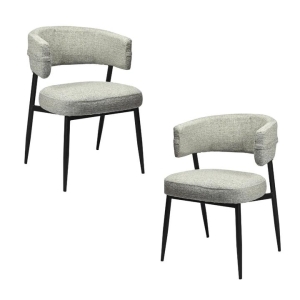 Raimon Furniture Set Of 2 Ozzy Modern Textured Fabric Kitchen Dining Chair Metal Legs Granite