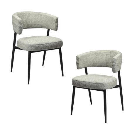 Raimon Furniture Set Of 2 Ozzy Modern Textured Fabric Kitchen Dining Chair Metal Legs Granite