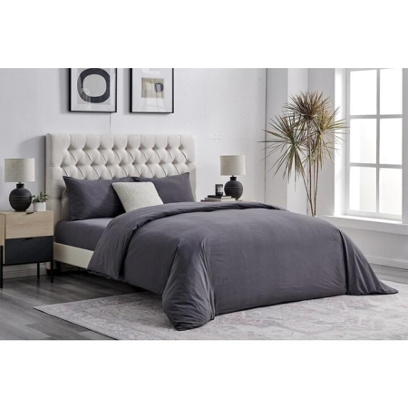 Sydney Stonewash Quilt Cover Set Castlerock Charcoal - King