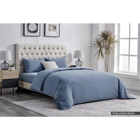 Sydney Stonewash Quilt Cover Set Citadel Blue - Queen