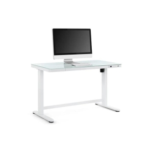 Sorrento Electric Standing Computer Working Office Desk White/Glass - Glass