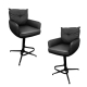 HomeStar Set Of 2 Kevin PU Leather Gas Lift Padded Kitchen Counter Bar Stool Metal Base Black