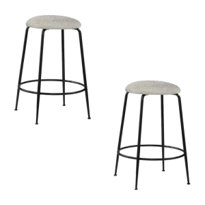 HomeStar Set Of 2 Lida Fabric Kitchen Counter Bar Stool Metal Legs Grey/Black