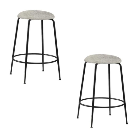 HomeStar Set Of 2 Lida Fabric Kitchen Counter Bar Stool Metal Legs Grey/Black
