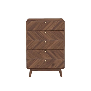 Somi Wooden Chest Of 5-Drawers Tallboy Storage Cabinet Walnut
