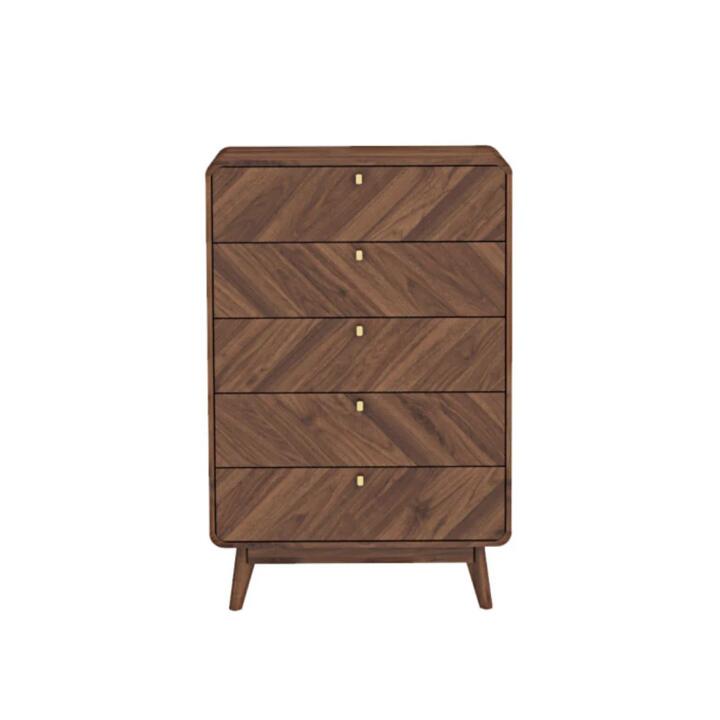 Somi Wooden Chest Of 5-Drawers Tallboy Storage Cabinet Walnut