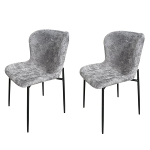 HomeStar Set Of 2 Spinel Fabric Kitchen Dining Chair Metal Legs Grey/Black