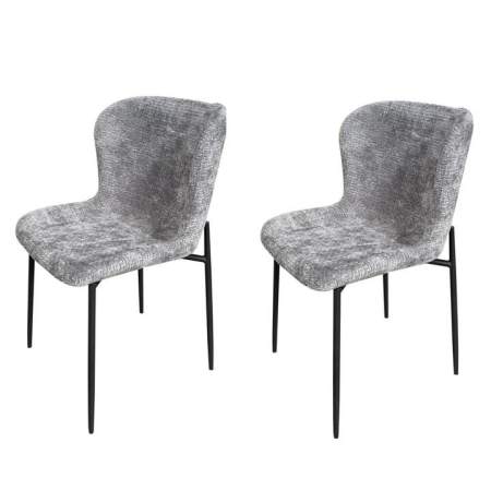 HomeStar Set Of 2 Spinel Fabric Kitchen Dining Chair Metal Legs Grey/Black