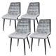 HomeStar Set of 4 Lainey Fabric Velvet Kitchen Dining Chair Metal Legs Bluish Grey