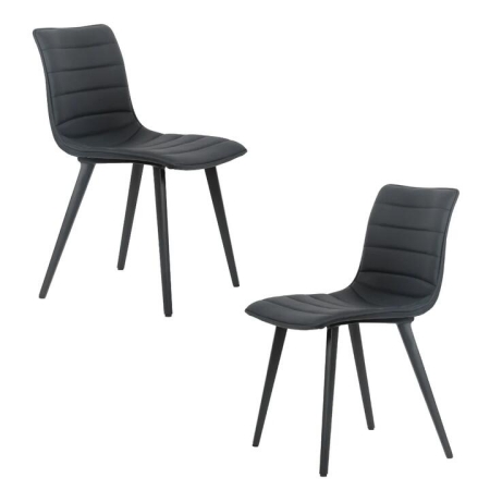 Raimon Furniture Set Of 2 Rosa Eco Leather Kitchen Dining Side Chair Metal Legs Black