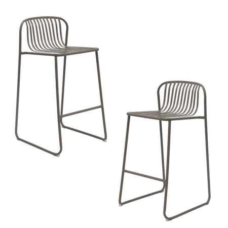 Raimon Furniture Set Of 2 Renzo Antirust Treatment Metal Outdoor Counter Bar Stool Chair Cappucino