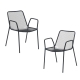 Raimon Furniture Set Of 2 Rhonda Antirust Treament Metal Outdoor Dining Arm Chair Black