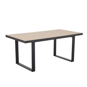 Design Square Stylish Rectangular Wooden Kitchen Dining Table 180cm Natural/Black