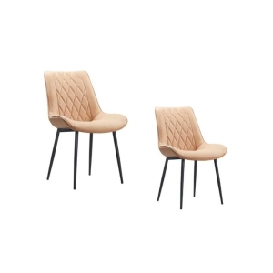 Design Square Set of 2 PU Leather Kitchen Dining Side Chair Brown