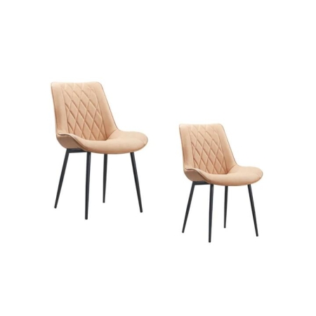 Design Square Set of 2 PU Leather Kitchen Dining Side Chair Brown