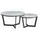 Design Square Set Of 2 Nesting Round Coffee Table Set Marble Look White/Black