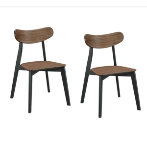Design Square Set Of 2 Solid Rubber Wood Veneer Seat Kitchen Dining Side Chair Walnut
