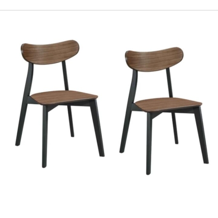 Design Square Set Of 2 Solid Rubber Wood Veneer Seat Kitchen Dining Side Chair Walnut
