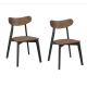 Design Square Set Of 2 Solid Rubber Wood Veneer Seat Kitchen Dining Side Chair Walnut