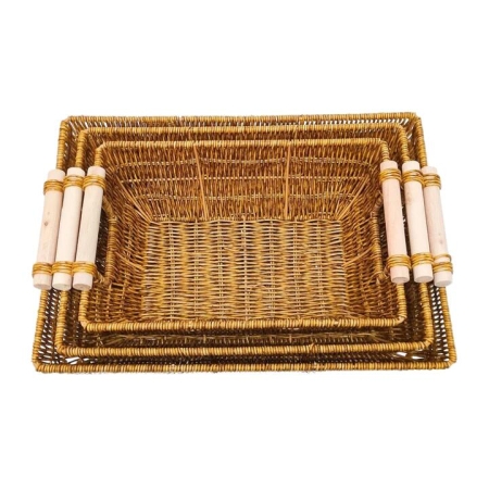 Design Square Set of 3 Woven PP Rattan Metal Frame Storage Basket Organizer