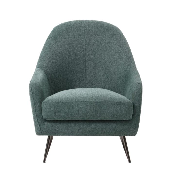 Design Square Soft Fabric Foam Padded Relaxing Accent ArmChair Metal Legs Green