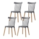 Design Square Set Of 4 Wooden Timber Scandinavian Kitchen Dining Side Chair Grey