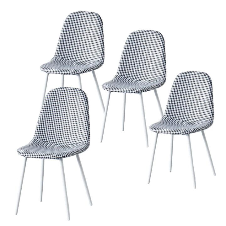 Design Square Set Of 4 Modern Kitchen Fabric Dining Side Chair Black/White