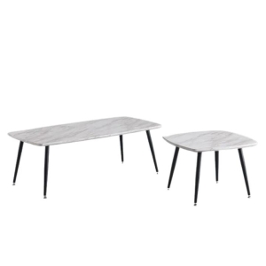 Design Square Set Of 2 Nesting Coffee Table Faux Marble Black/White