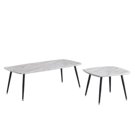 Design Square Set Of 2 Nesting Coffee Table Faux Marble Black/White