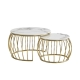 Design Square Set of 2 Nesting Coffee Table Round Faux Marble Ceramic Gold/White