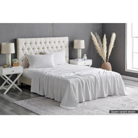 Sydney Stonewash Cotton Bed Sheet Set Light Grey - Queen