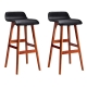 Set of 2 PU Leather Wood Wave Style Bar Stool - Black