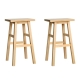 Set of 2 Beech Wood Bar Stools - Natural