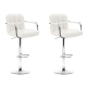 Set of 2 Bar Stools Gas lift Swivel - Steel and White
