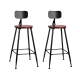 Set of 2 Bar Stools Pinewood Metal - Black and Wood